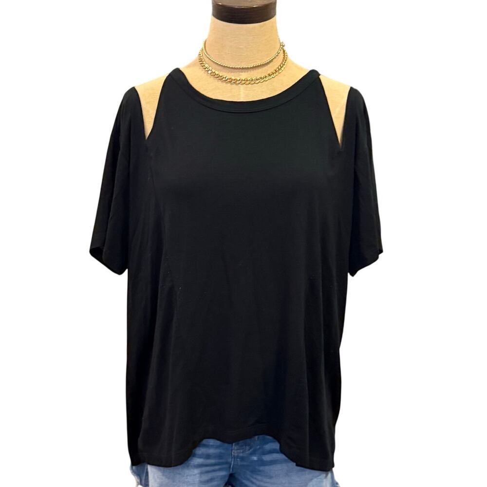 LNA Black Slit Shirt Tee T-Shirt Top Women size XL Made in Cali